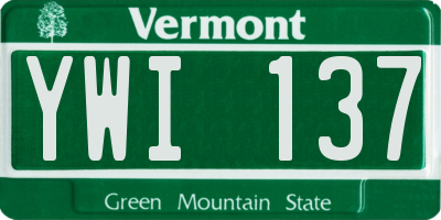 VT license plate YWI137