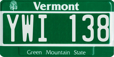 VT license plate YWI138