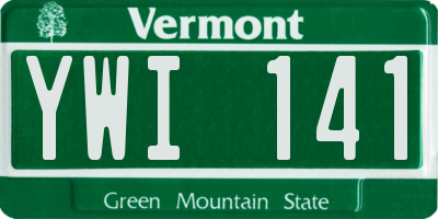 VT license plate YWI141
