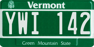 VT license plate YWI142
