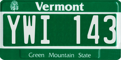 VT license plate YWI143