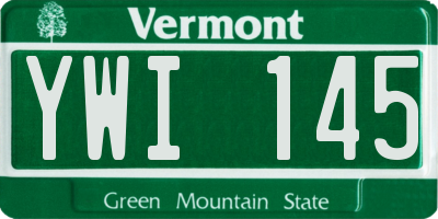 VT license plate YWI145