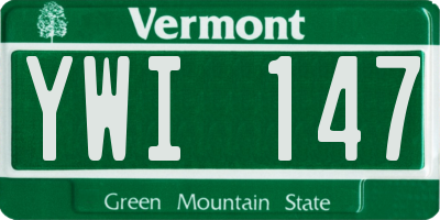 VT license plate YWI147