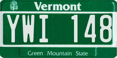 VT license plate YWI148
