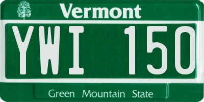 VT license plate YWI150