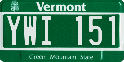 VT license plate YWI151