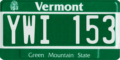 VT license plate YWI153