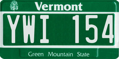 VT license plate YWI154