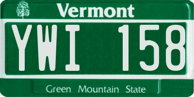 VT license plate YWI158