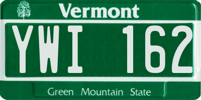 VT license plate YWI162