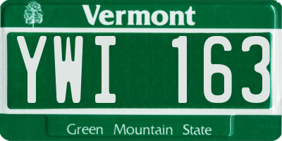 VT license plate YWI163