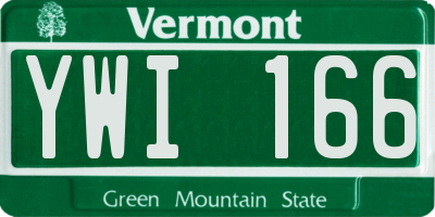 VT license plate YWI166