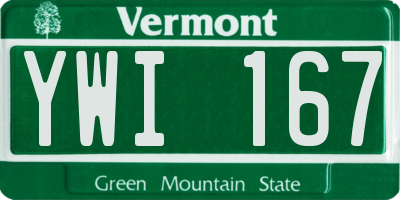 VT license plate YWI167
