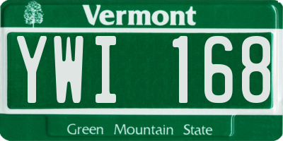 VT license plate YWI168
