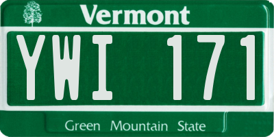 VT license plate YWI171