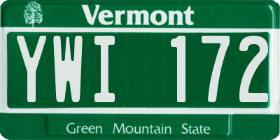 VT license plate YWI172