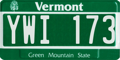 VT license plate YWI173