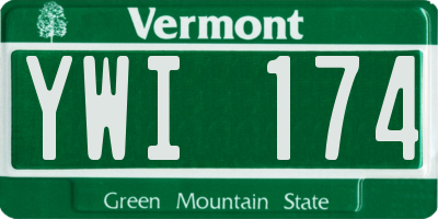 VT license plate YWI174