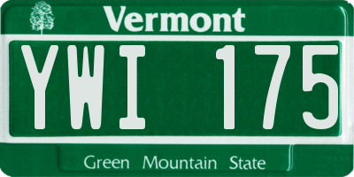 VT license plate YWI175