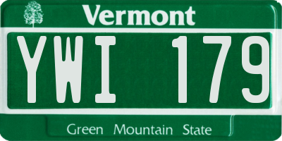 VT license plate YWI179