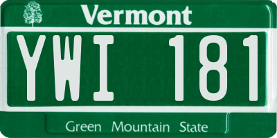 VT license plate YWI181