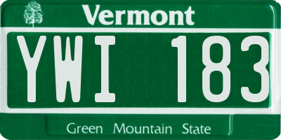 VT license plate YWI183