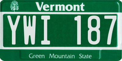 VT license plate YWI187