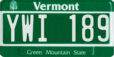 VT license plate YWI189