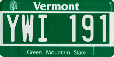 VT license plate YWI191