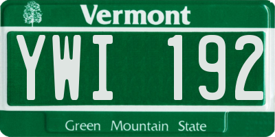 VT license plate YWI192