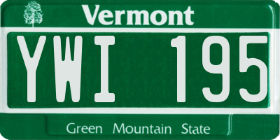VT license plate YWI195