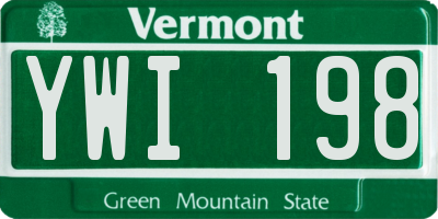 VT license plate YWI198