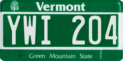 VT license plate YWI204