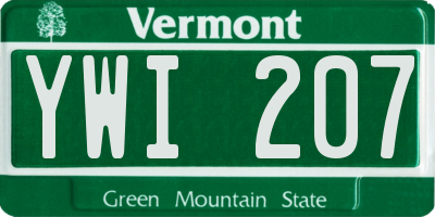 VT license plate YWI207