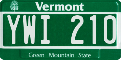 VT license plate YWI210
