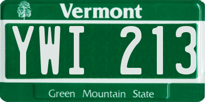 VT license plate YWI213
