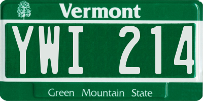 VT license plate YWI214
