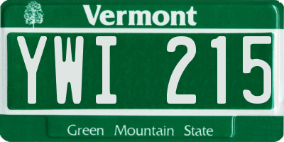 VT license plate YWI215