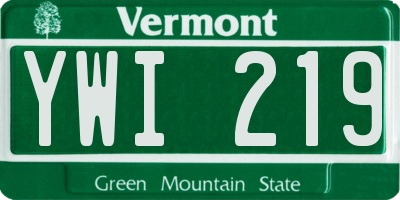 VT license plate YWI219