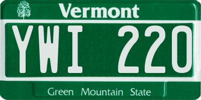 VT license plate YWI220