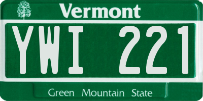 VT license plate YWI221