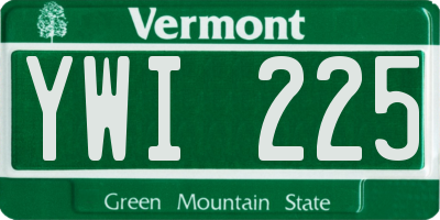 VT license plate YWI225