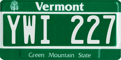 VT license plate YWI227