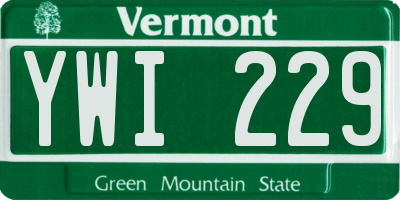 VT license plate YWI229