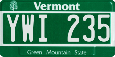 VT license plate YWI235