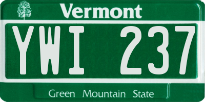 VT license plate YWI237