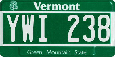 VT license plate YWI238
