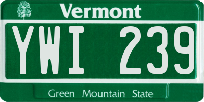 VT license plate YWI239
