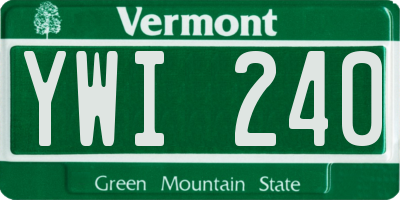 VT license plate YWI240