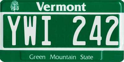 VT license plate YWI242